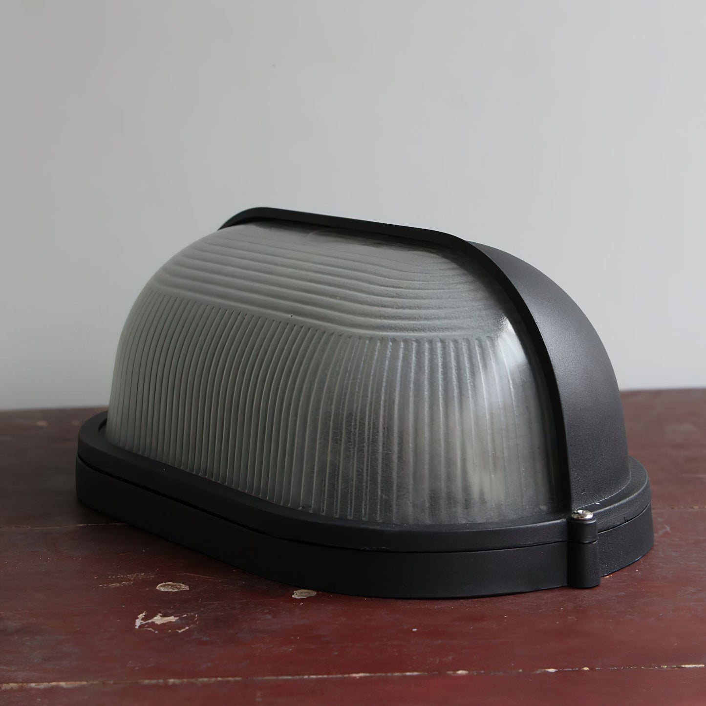 Industrial Outdoor Wall Lamp with Ribbed Glass