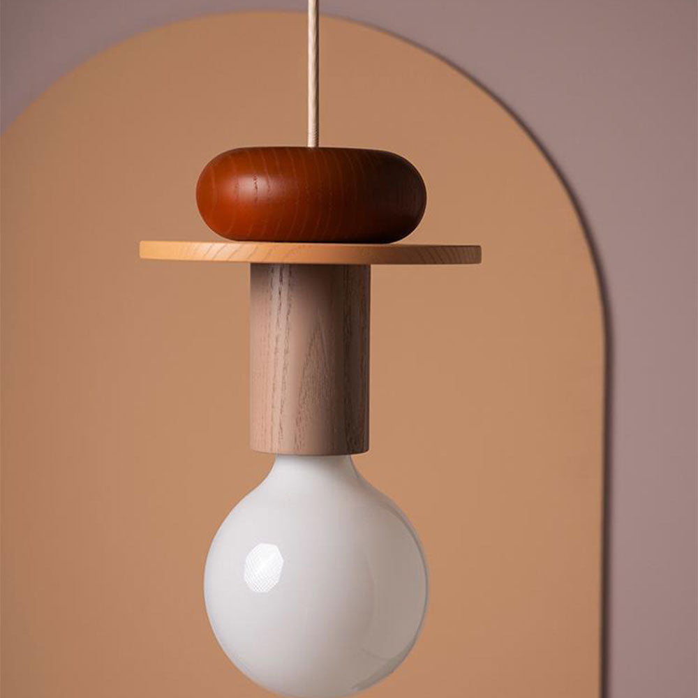 Opal Glass & Wood Pendant Light