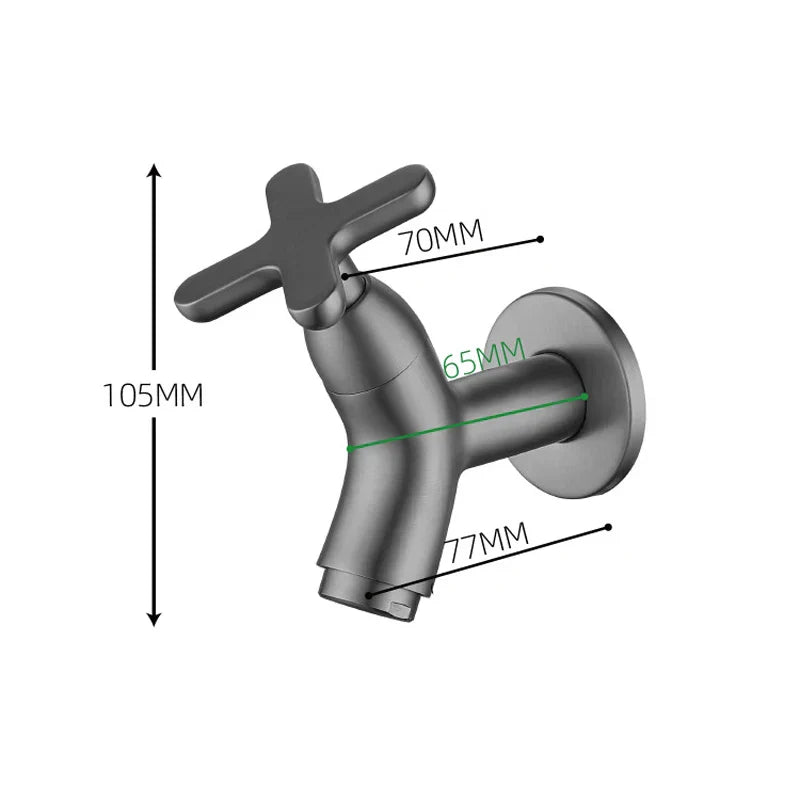 Wall-mounted brass cold water tap