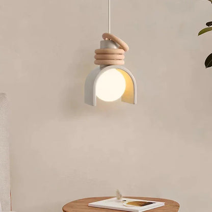 Creative LED Pendant Lamp – E27 Socket, Orange/White Resin, Adjustable Height for Bedroom & Dining Room