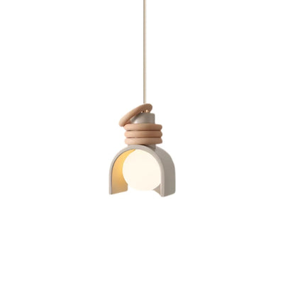 Creative LED Pendant Lamp – E27 Socket, Orange/White Resin, Adjustable Height for Bedroom & Dining Room