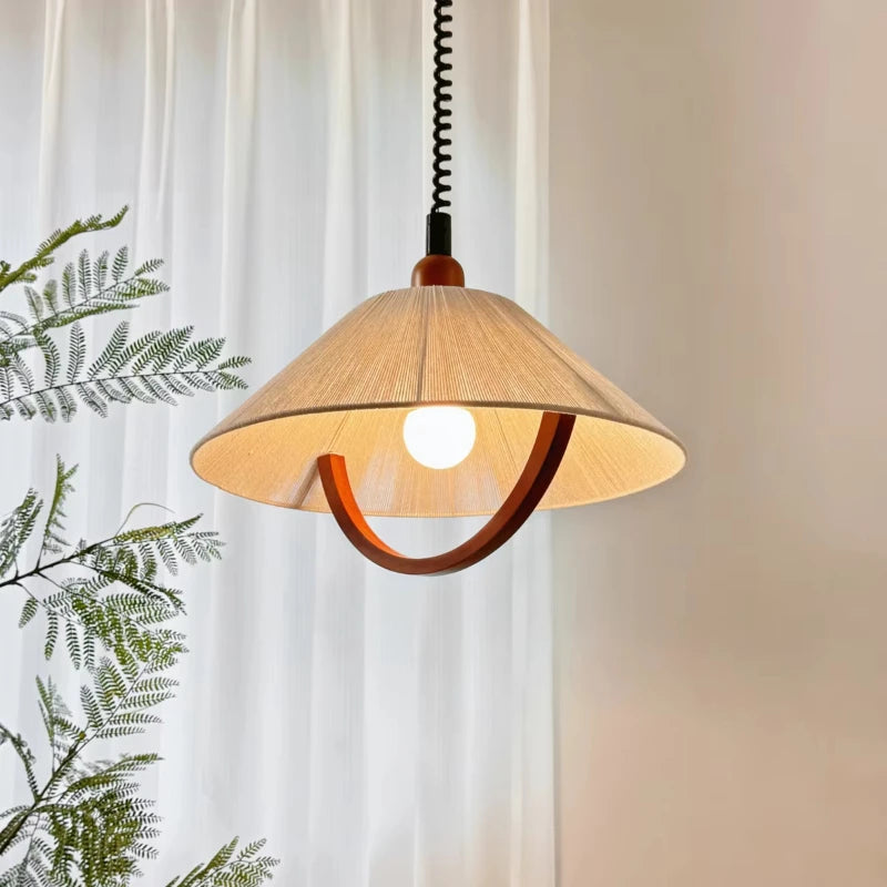 Wood Glass Ceiling Lamp