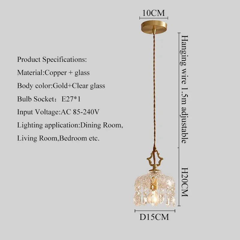 Crystal glass pendant light