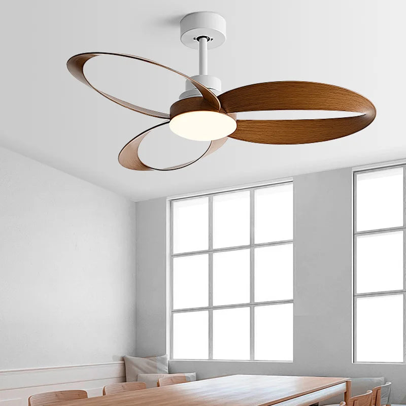 Modern LED Ceiling Fan with Wooden Blades