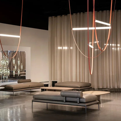 LED leather pendant light