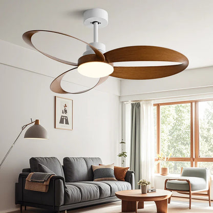 Modern LED Ceiling Fan with Wooden Blades