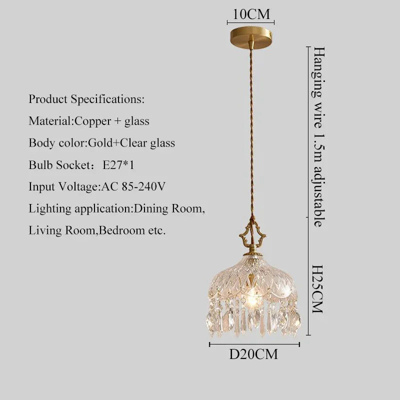 Crystal glass pendant light