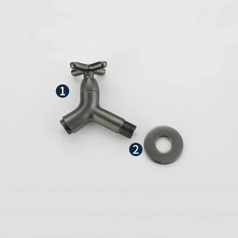 Wall-mounted brass cold water tap