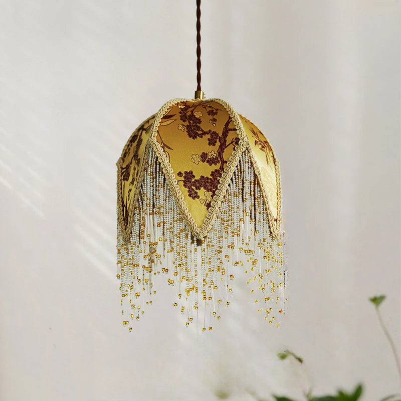 Vintage fabric pendant light