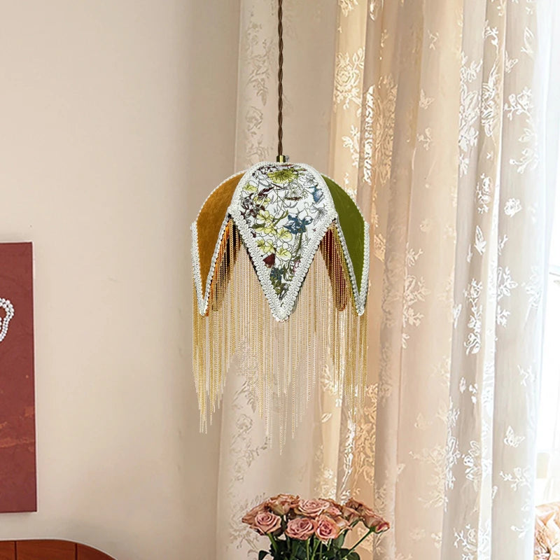 Vintage fabric pendant light