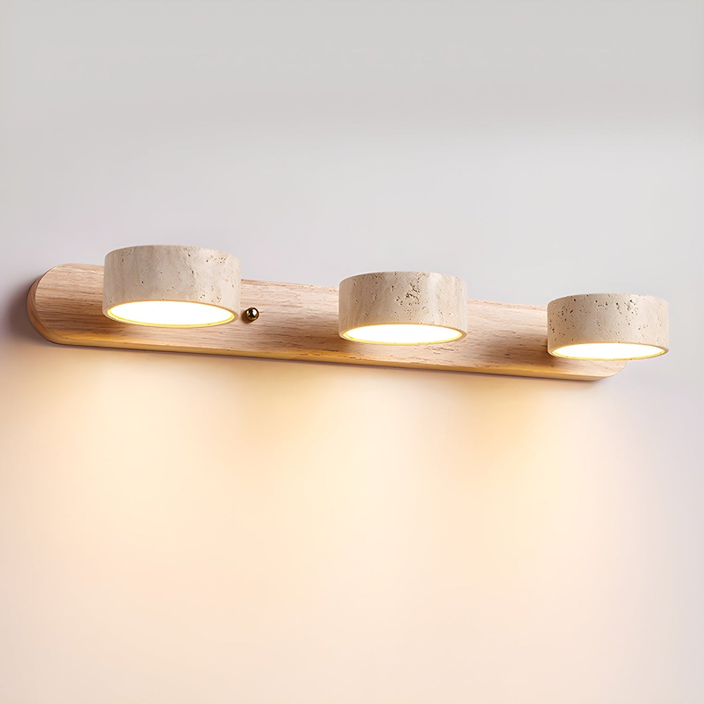 Wood and travertine wall light