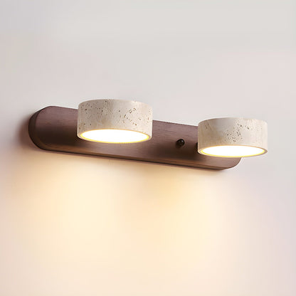 Wood and travertine wall light