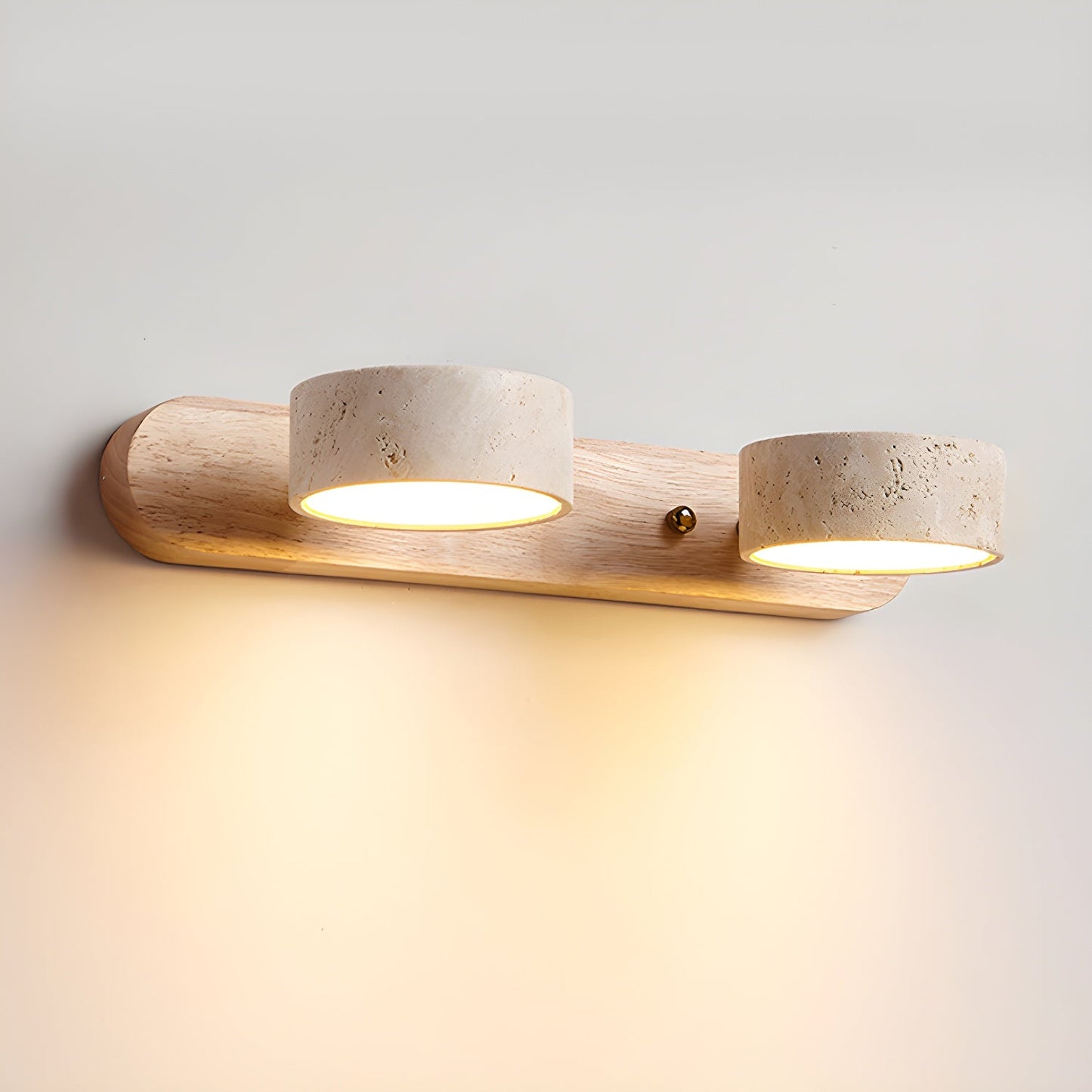 Wood and travertine wall light