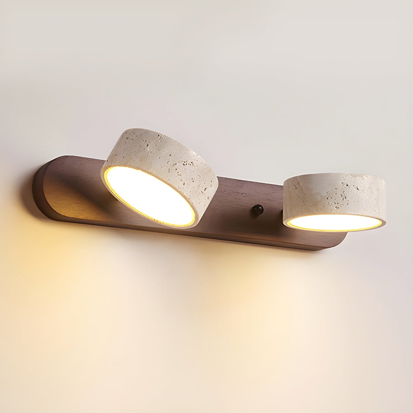 Wood and travertine wall light