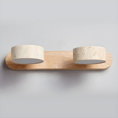 Wood and travertine wall light
