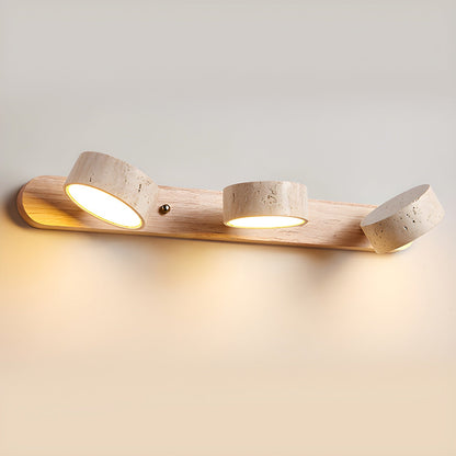 Wood and travertine wall light