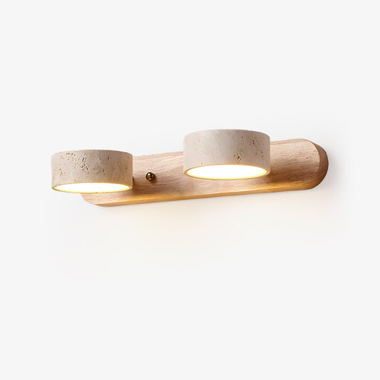 Wood and travertine wall light