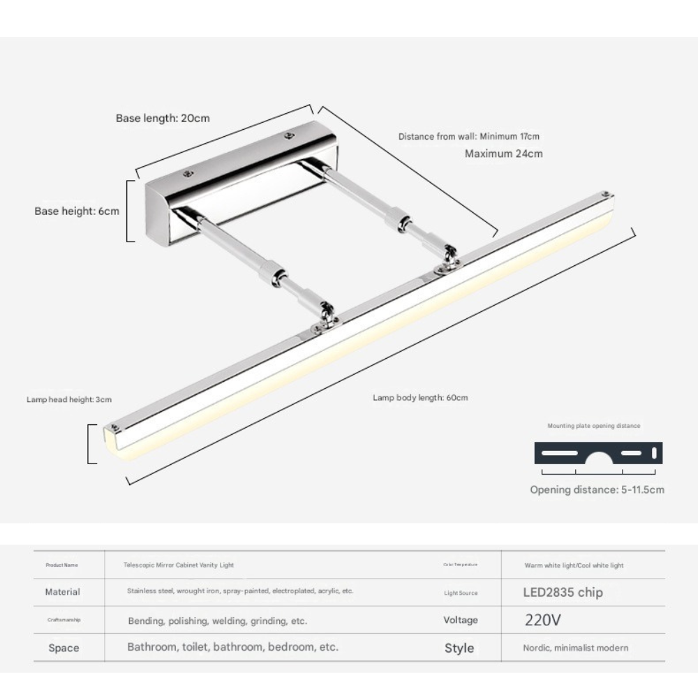 Bathroom Wall Light with LED – Splash-Proof & Perfect for Mirror Lighting