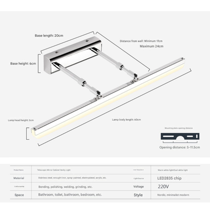 Bathroom Wall Light with LED – Splash-Proof & Perfect for Mirror Lighting