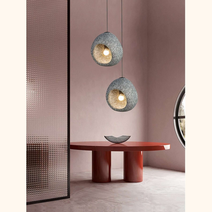 Dome-Shaped Rattan Hanging Light