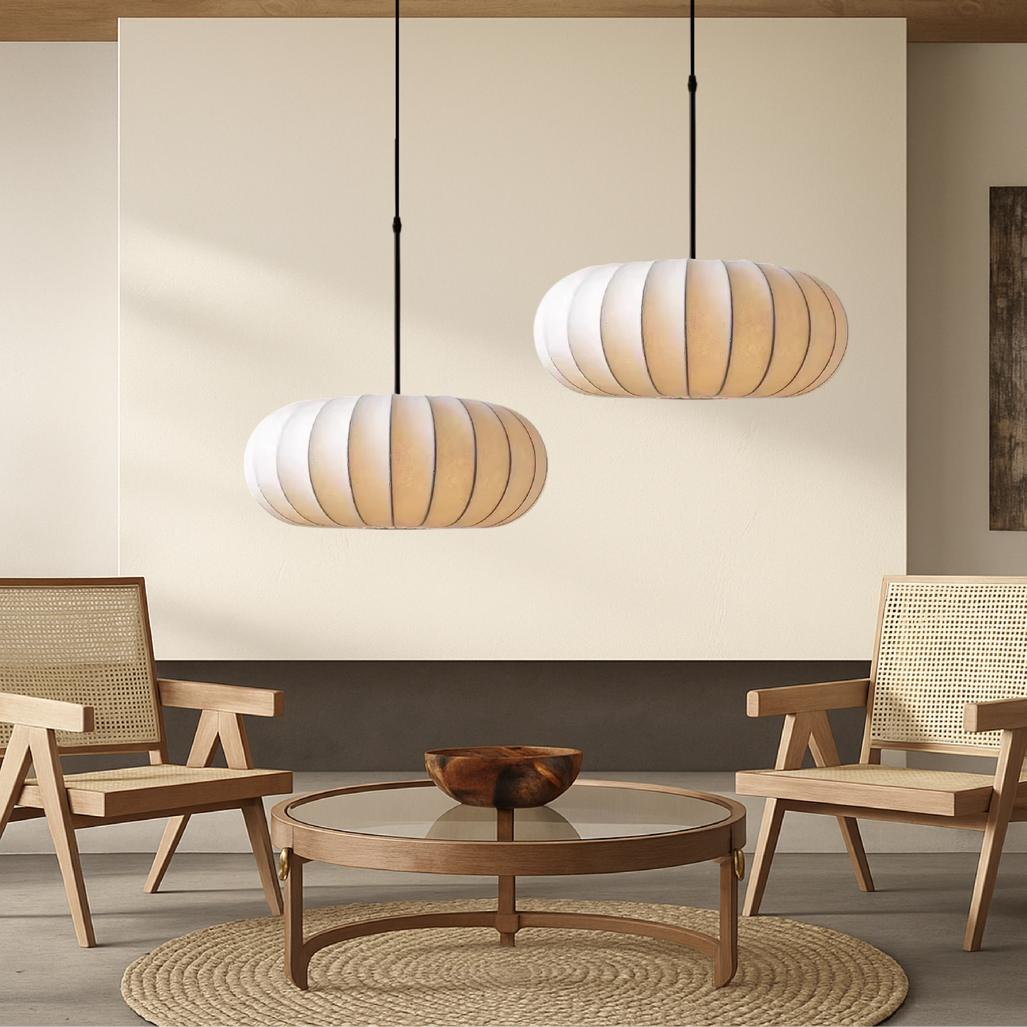 Elegant silk pendant lamps