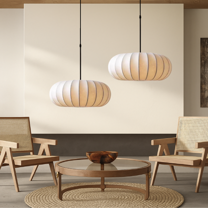 Elegant silk pendant lamps