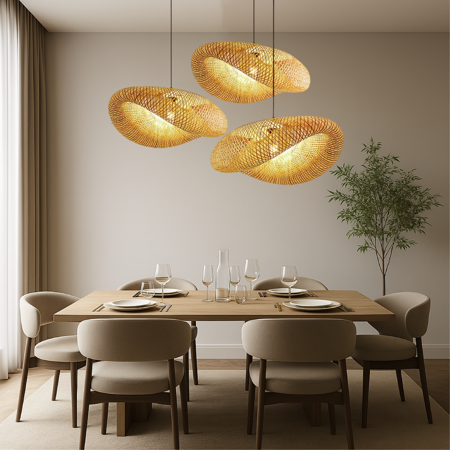 Natural bamboo pendant light design