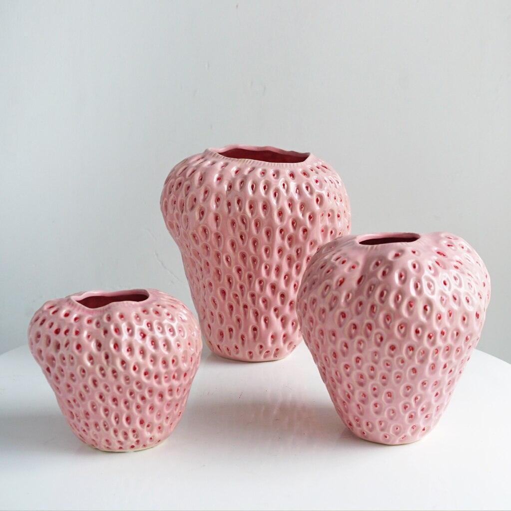 Strawberry Decorative Vase Made of Ceramic