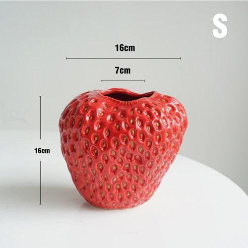 Strawberry Decorative Vase Made of Ceramic