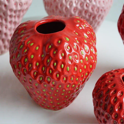 Strawberry Decorative Vase Made of Ceramic