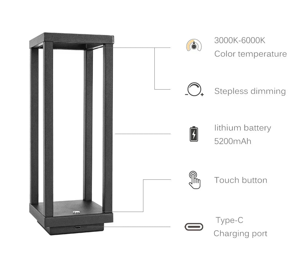 Wireless LED Table Lamp with Touch Control