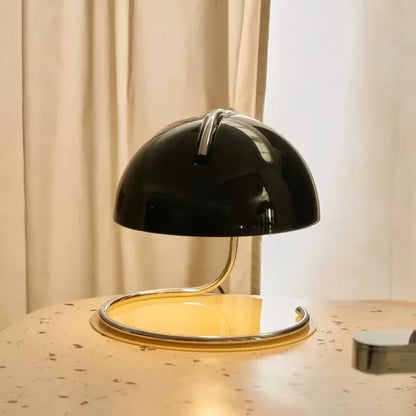 Postmodern table lamp of metal and glass