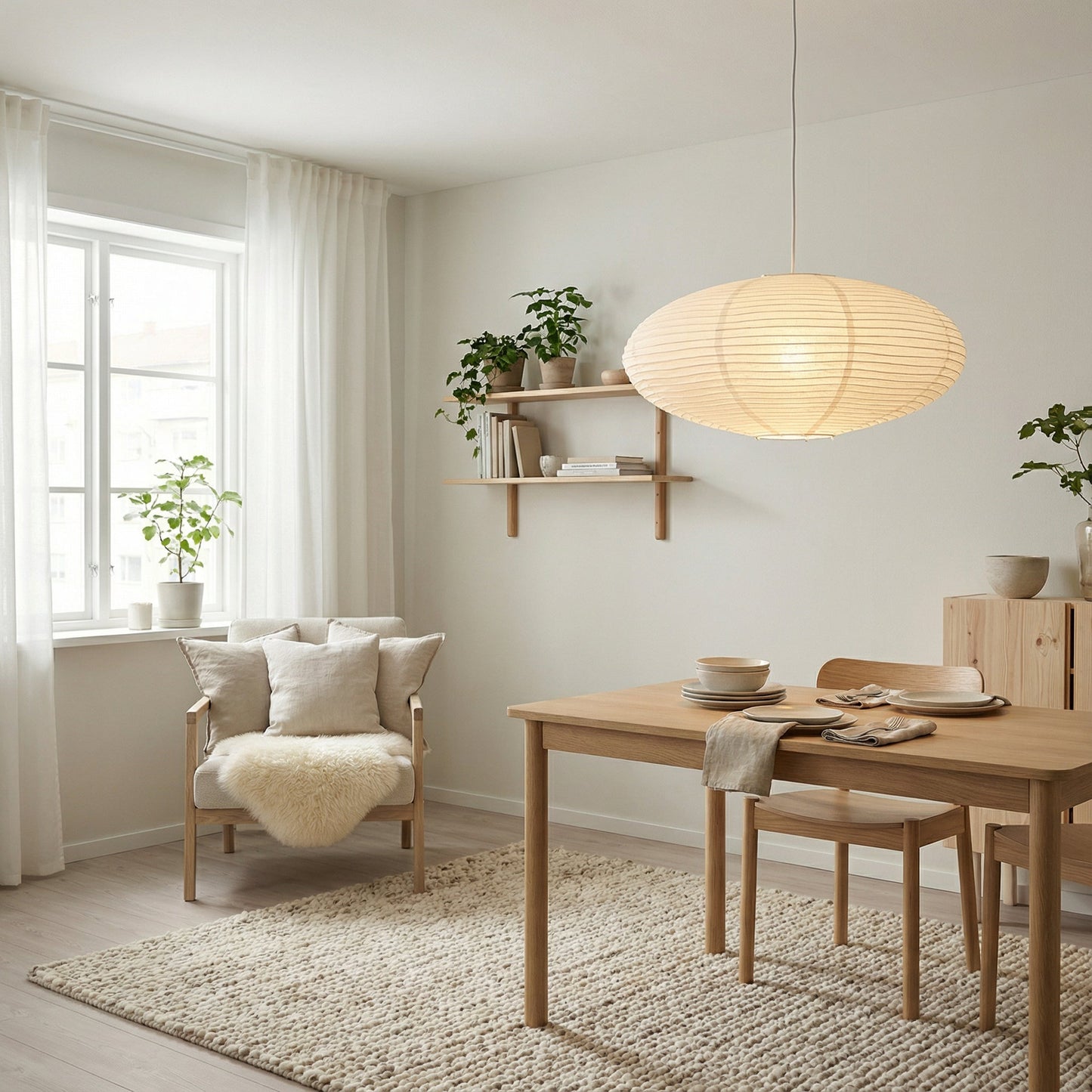 Minimalist paper pendant lamp