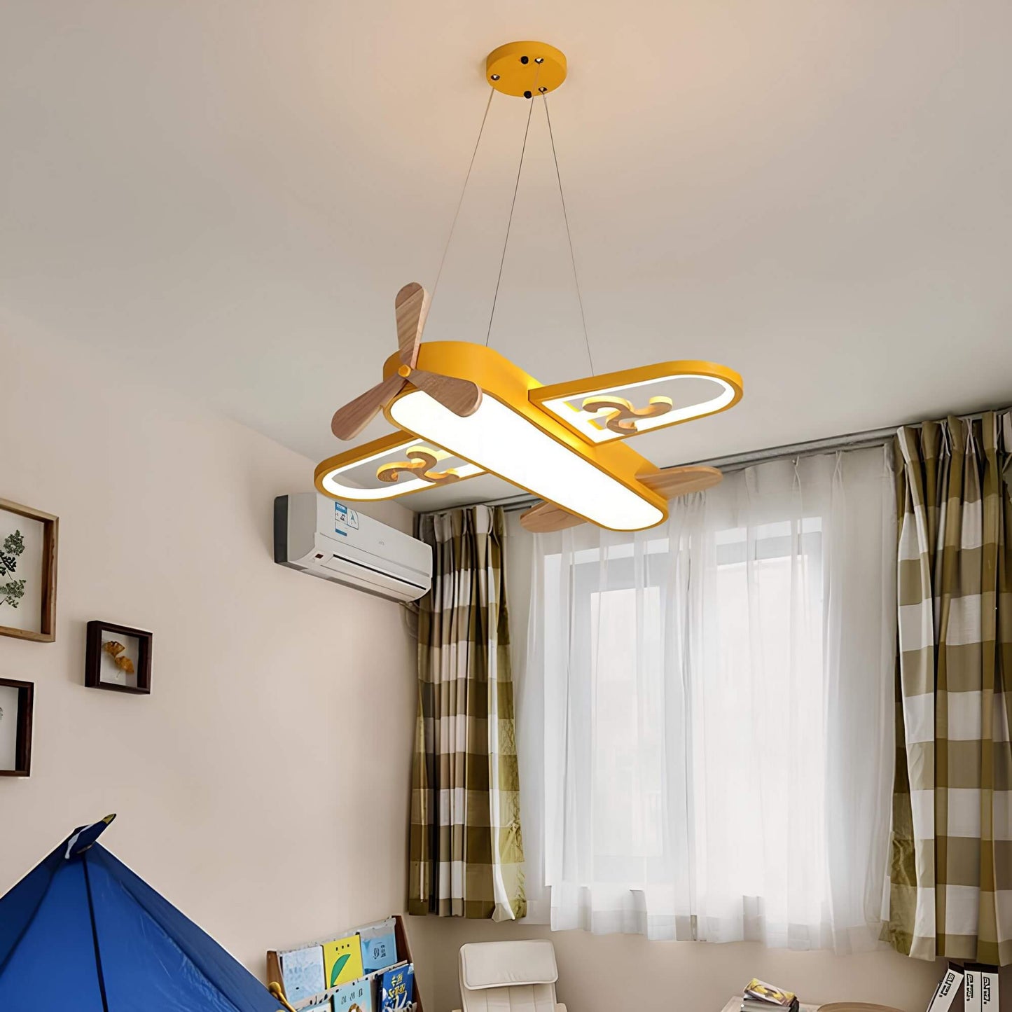 Charming airplane shaped LED pendant light for children