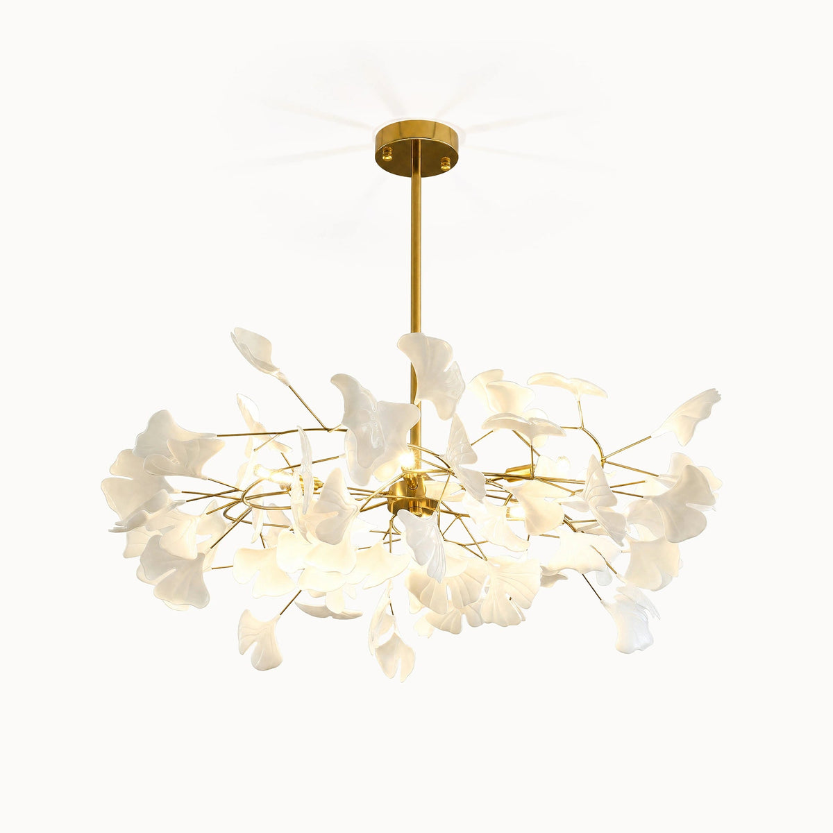 Ceramic Petal Brass Chandelier
