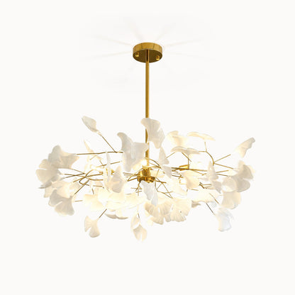 Ceramic Petal Brass Chandelier