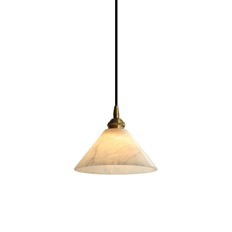 Alabaster Cone Brass Pendant Light