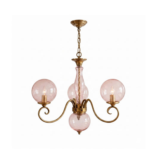 Scrolled Brass Globe Chandelier
