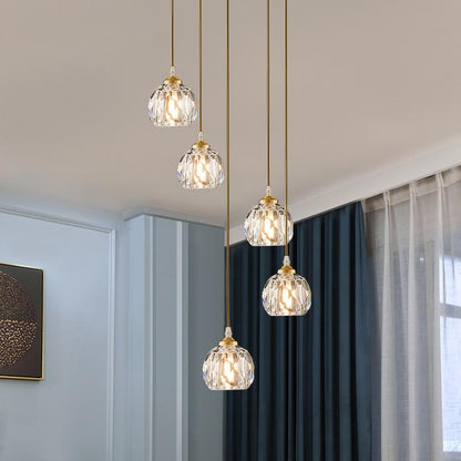 Cascading Crystal Sphere Pendant Light