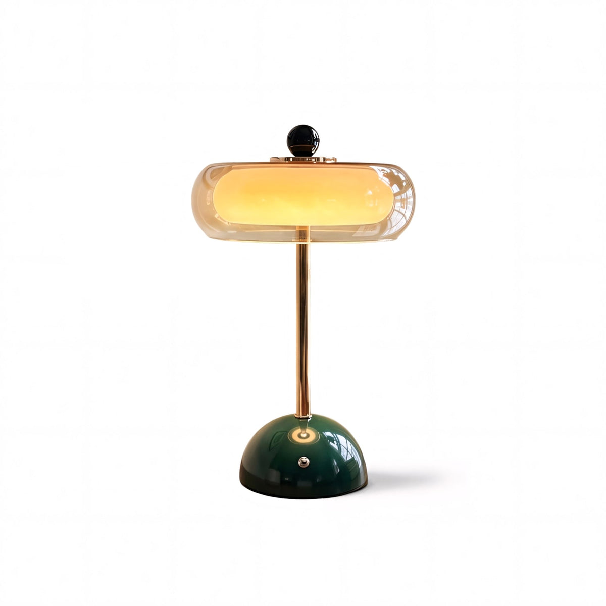 Green Glass Brass Table Lamp