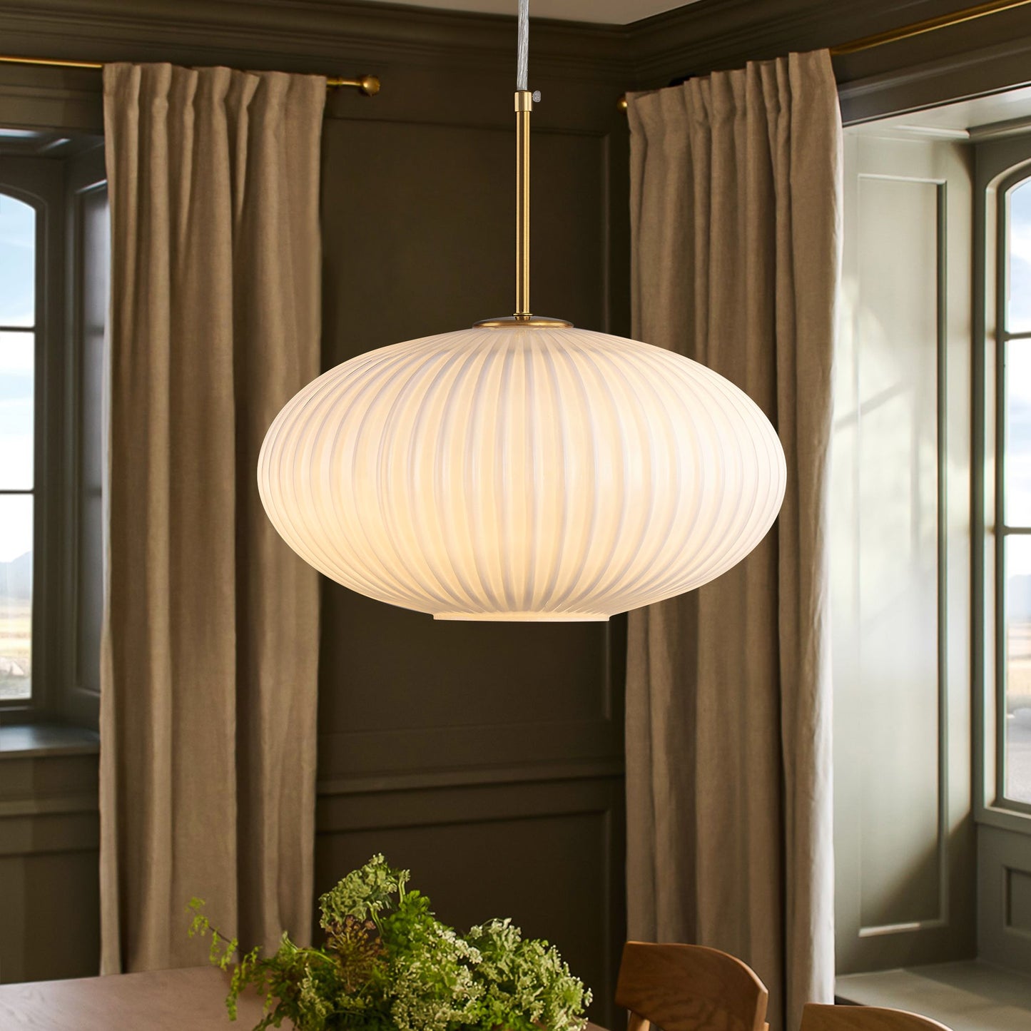 Fluted Oval Glass Pendant