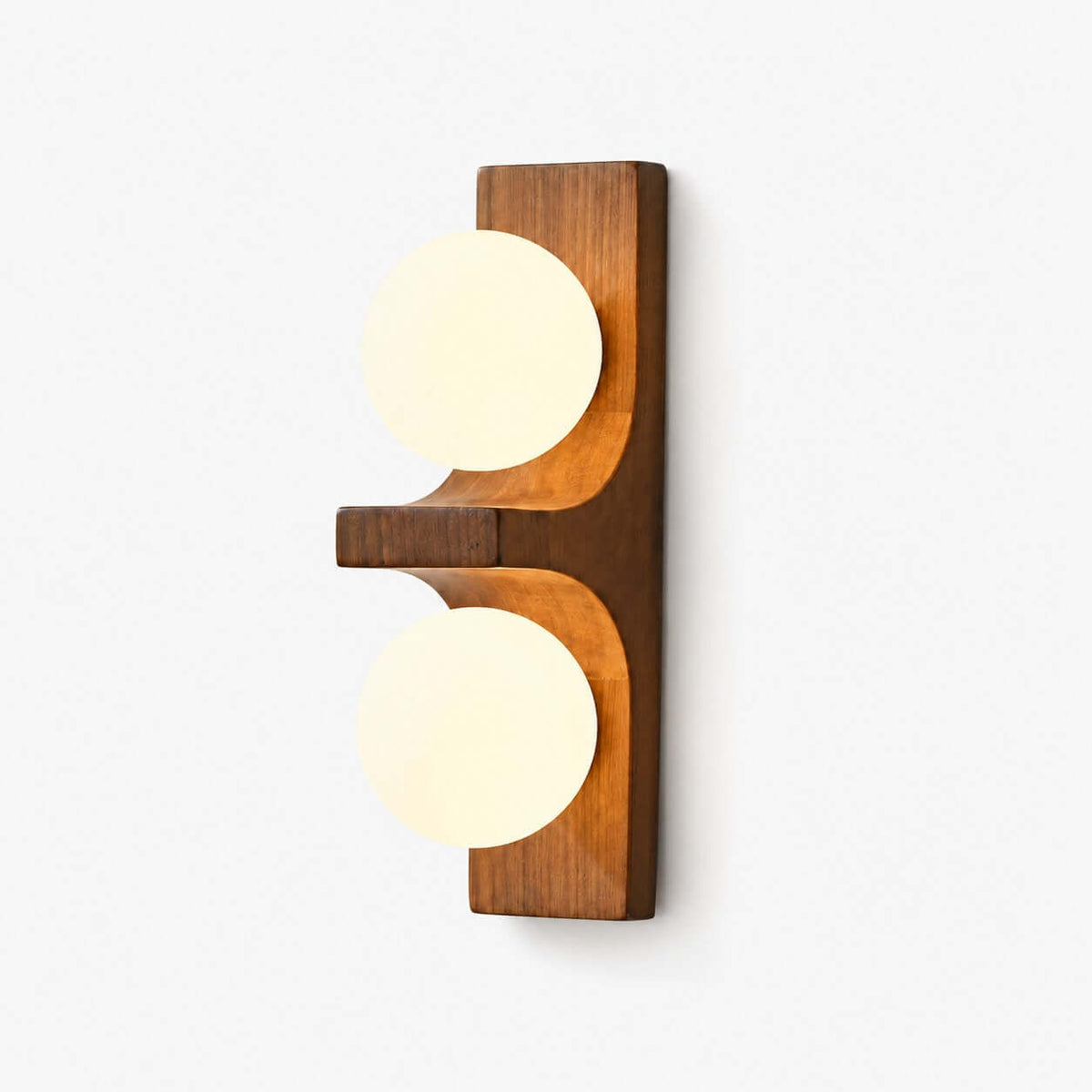 Wood Double Globe Wall Light