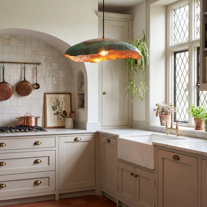 Wavy Copper Disc Pendant Light
