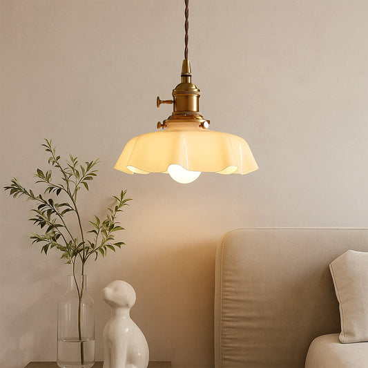 Coquille French Scalloped Glass Pendant Light