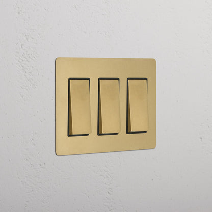 Quillane Minimalist Brass 3-Gang Rocker Switch