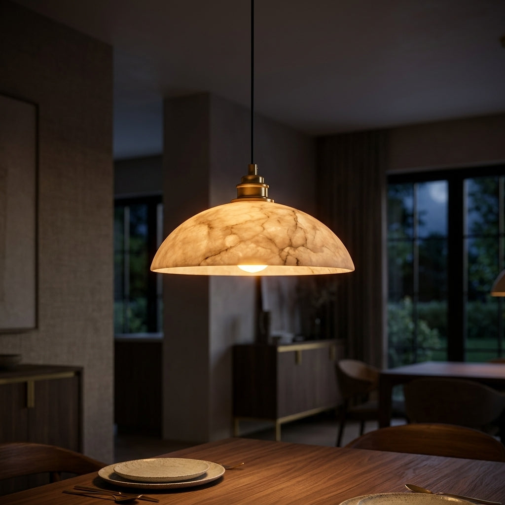 Alabaster Dome Pendant Light