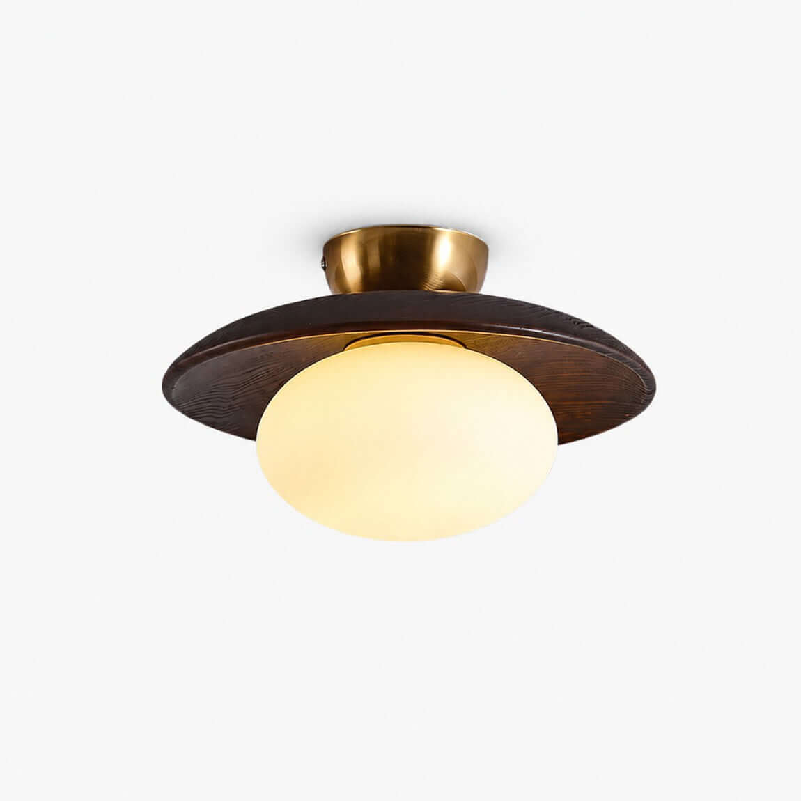 Wood Disc Opal Ceiling Light