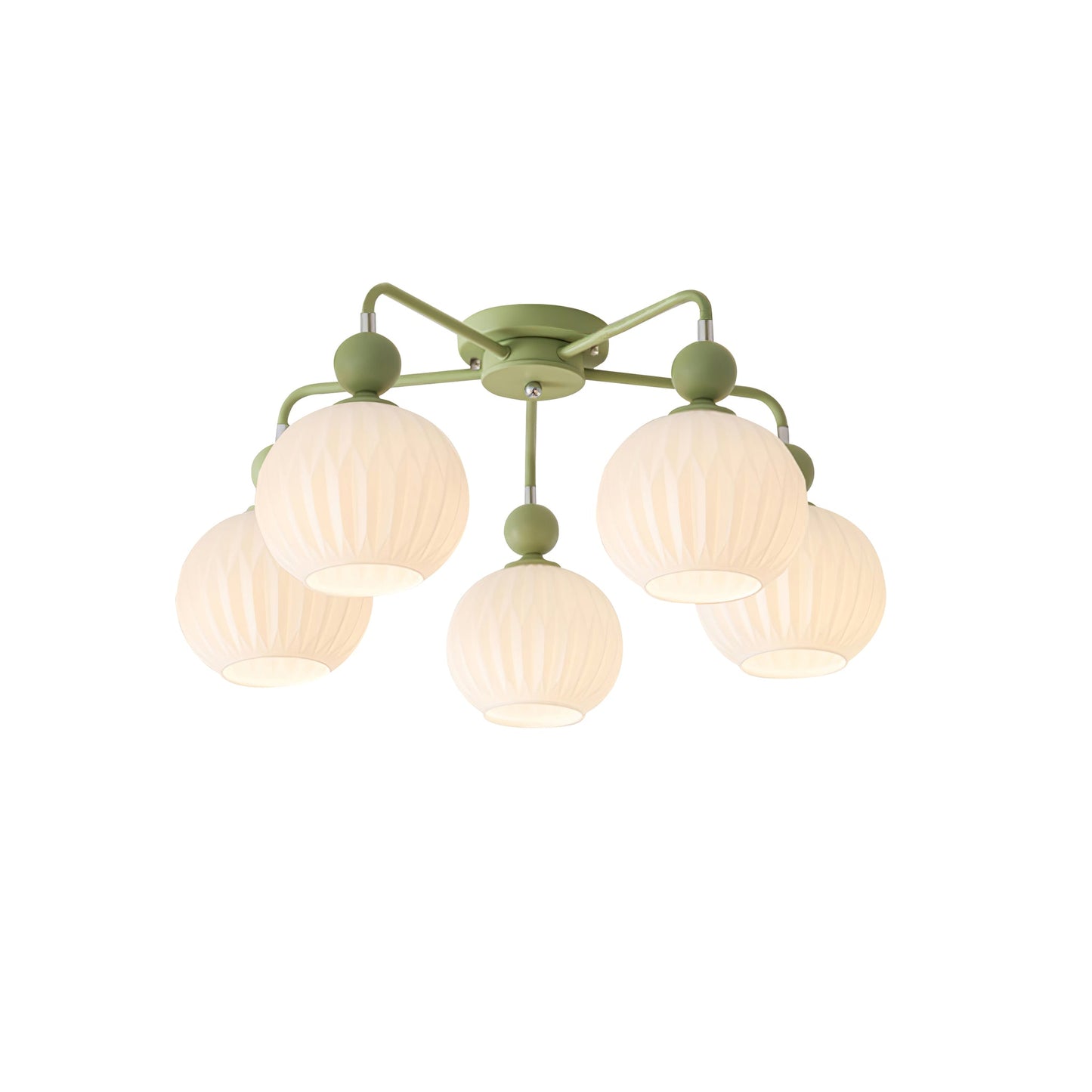 Ribbed Opal Glass Semi-Flush