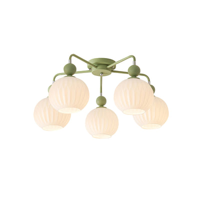 Ribbed Opal Glass Semi-Flush