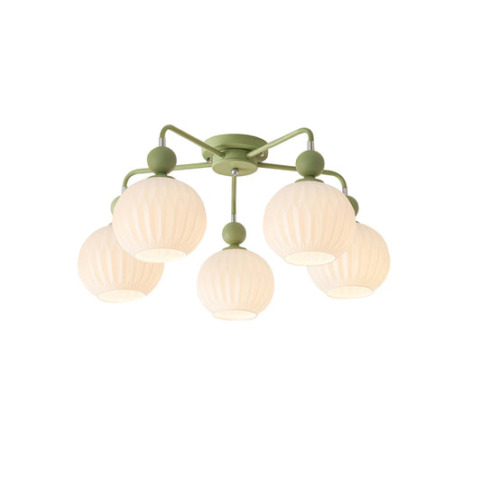 Ribbed Opal Glass Semi-Flush
